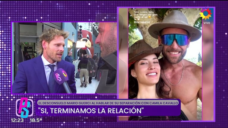 Mario Guerci confirmó a Puro Show su separación de Camila Cavallo (Foto: captura de eltrece).