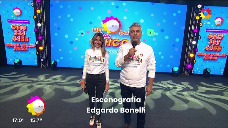 Mario Massaccesi y María Belén Ludueña en Un Sol Para los Chicos 2025 (Foto: captura de eltrece).