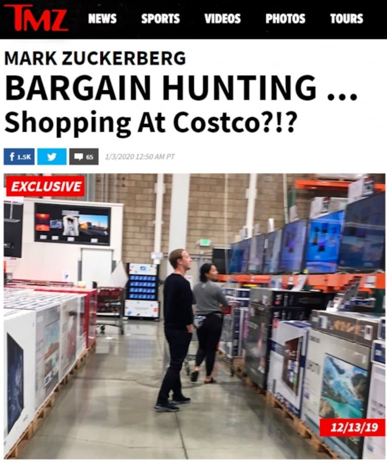 Mark Zuckerberg fue fotografiado buscando ofertas en un supermercado