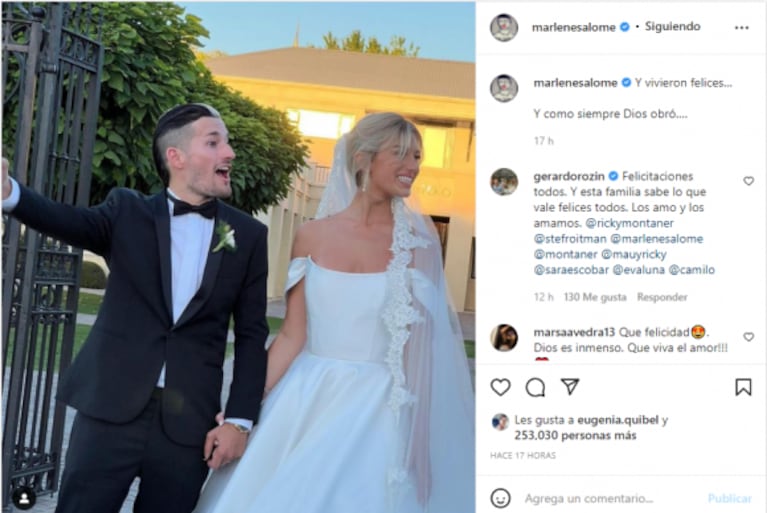 Marlene Rodríguez se vistió de blanco en la boda de Ricky y Stefi Roitman y estalló una "polémica fashion": "La suegra, malísima"