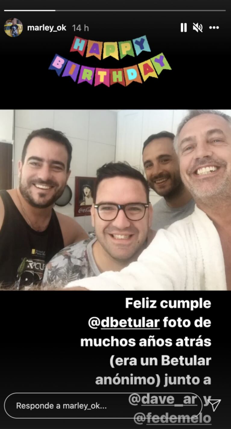 Marley compartió una foto inédita con Damián Betular cuando aún no era famoso y no tenía barba