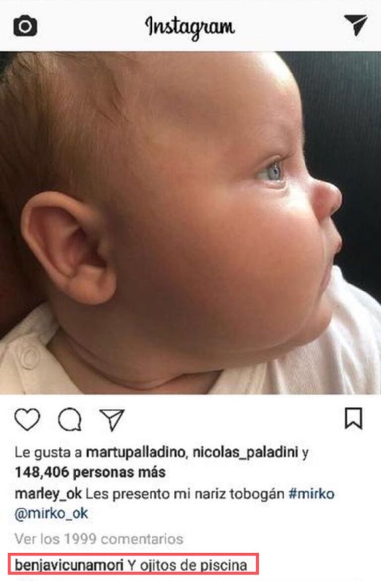 Marley compartió una foto súper tierna de Mirko: ¡mirá el dulce comentario que le dejó Benjamín Vicuña!