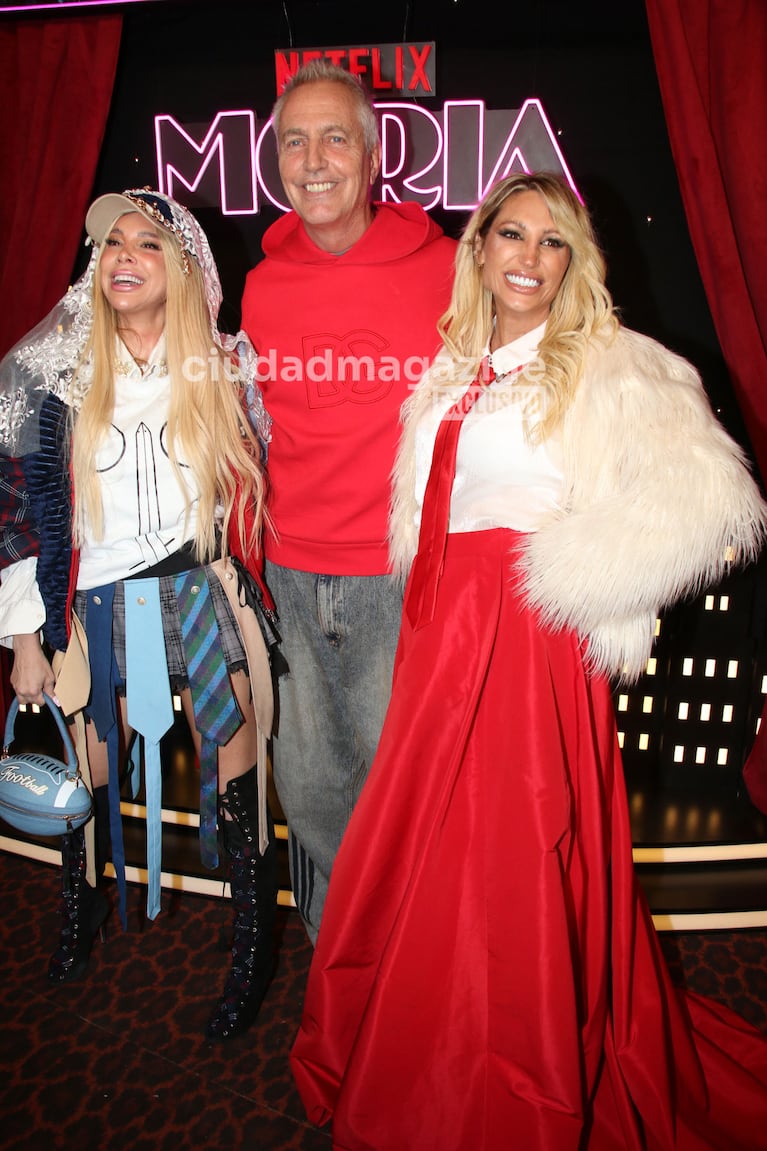Marley, Vicky y Estefi Xipolitakis en el estreno de la serie de Moria Casán (Foto: Movilpress).