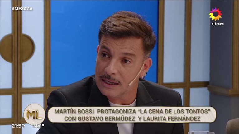 Martín Bossi con su nuevo look en La Noche de Mirtha (Foto: captura de eltrece)