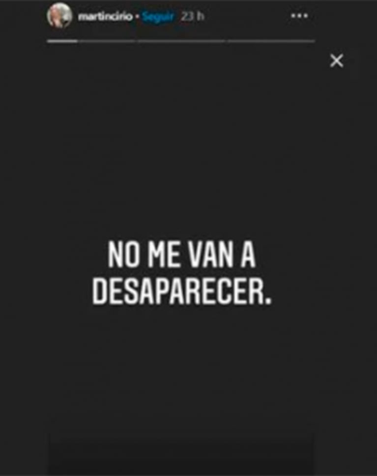 Martín Cirio reapareció tras sus repudiables dichos sobre la pedofilia con un polémico mensaje: "No me van a desaparecer"