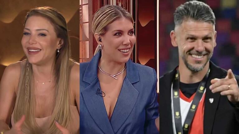 Martín Demichelis, Wanda Nara y Evangelina Anderson (Fotos: capturas Telefe y Instagram martindemichelisoficial)