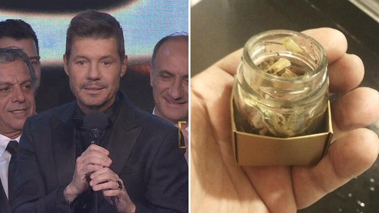 Martín Fierro 2015: mirá lo que encontraron debajo de la mesa de Marcelo Tinelli. (Foto: Twitter)