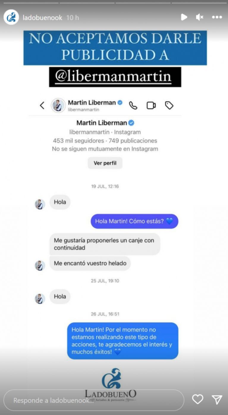 Martín Liberman pidió un canje a una marca de helados: se lo negaron, se enojó y la tienda lo escrachó en redes