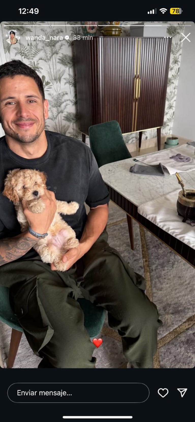 Martín Migueles le regaló un perrito a Wanda Nara (Foto: captura de Instagram/@wanda_nara).