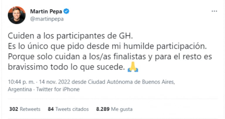 Martín Pepa vio llorar desconsolado a Juan y le hizo un fuerte reproche a Gran Hermano