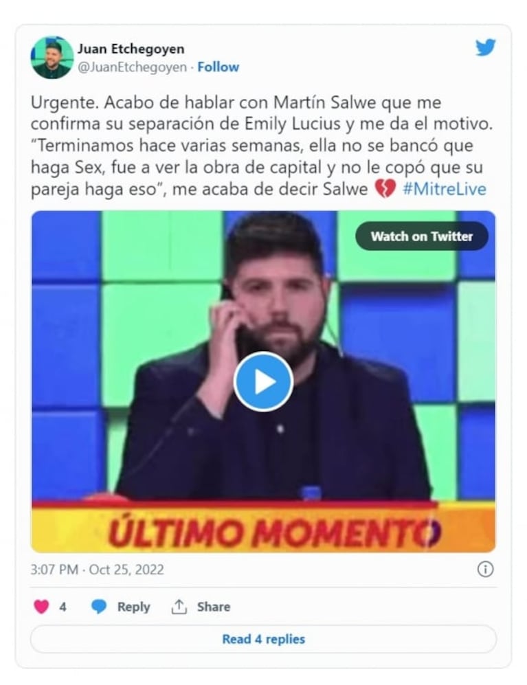 Martín Salwe reveló el motivo de su separación de Emily Lucius