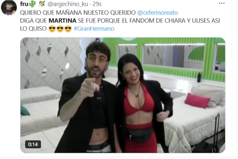 Martina quedó eliminada de Gran Hermano. Foto: X