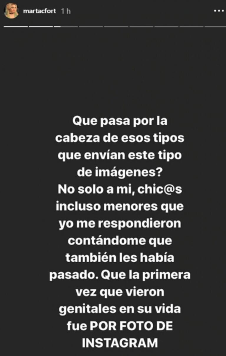 Martita Fort denunció que un hombre la acosó por Instagram: "¿Qué pasa por la cabeza de esos tipos?"