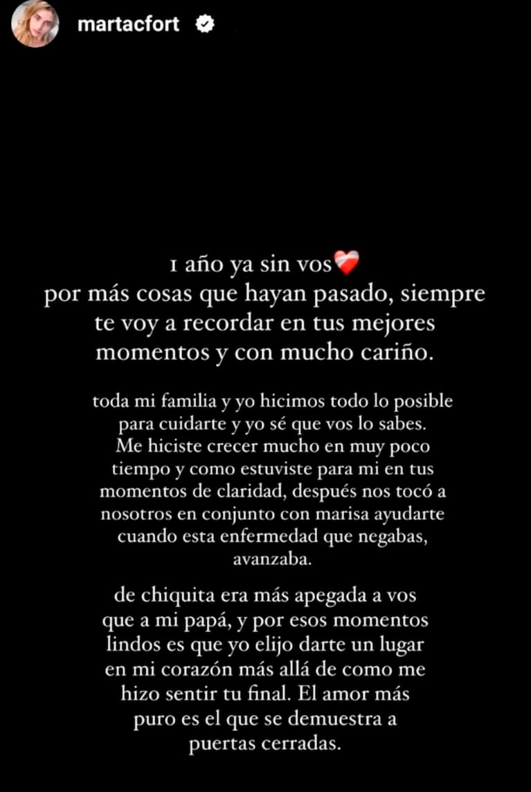 Martita Fort explicó por qué no habla públicamente de Gustavo Martínez, quien fue como su segundo padre