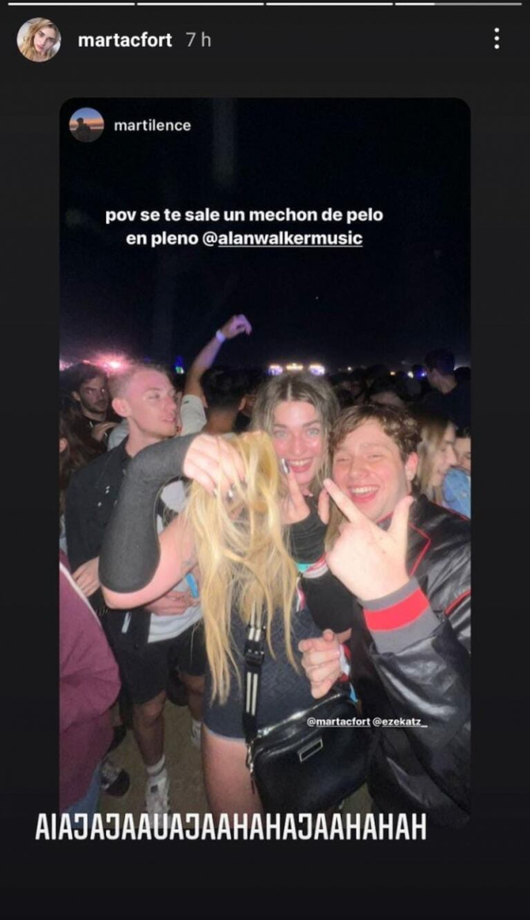 Martita Fort se rió de su "accidente" fashion en el Lollapalooza: "Cuando se te sale un mechón de pelo"