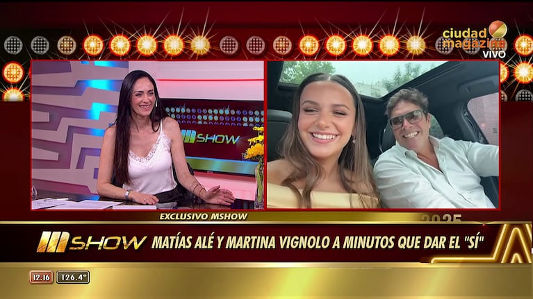 Matías Alé y Martina Vignolo se casan por civil y mostraron sus looks a MShow (Foto: captura de Ciudad Magazine).