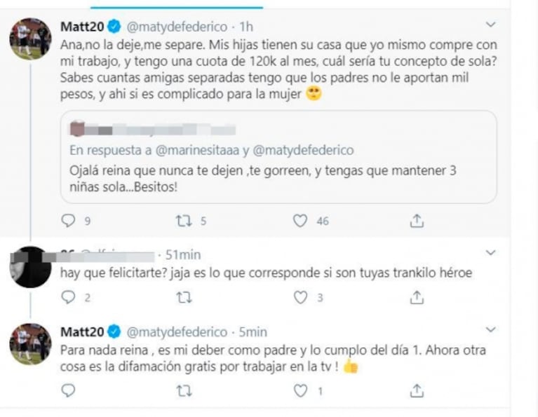 Matías Defederico arremetió duro contra Cinthia Fernández: "Mis hijas tienen su casa, que yo mismo compré"