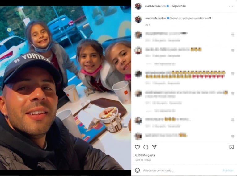 Matías Defederico compartió fotos del reencuentro con sus hijas en pleno escándalo con Cinthia Fernández: "Las extrañé muchísimo, son mi vida"