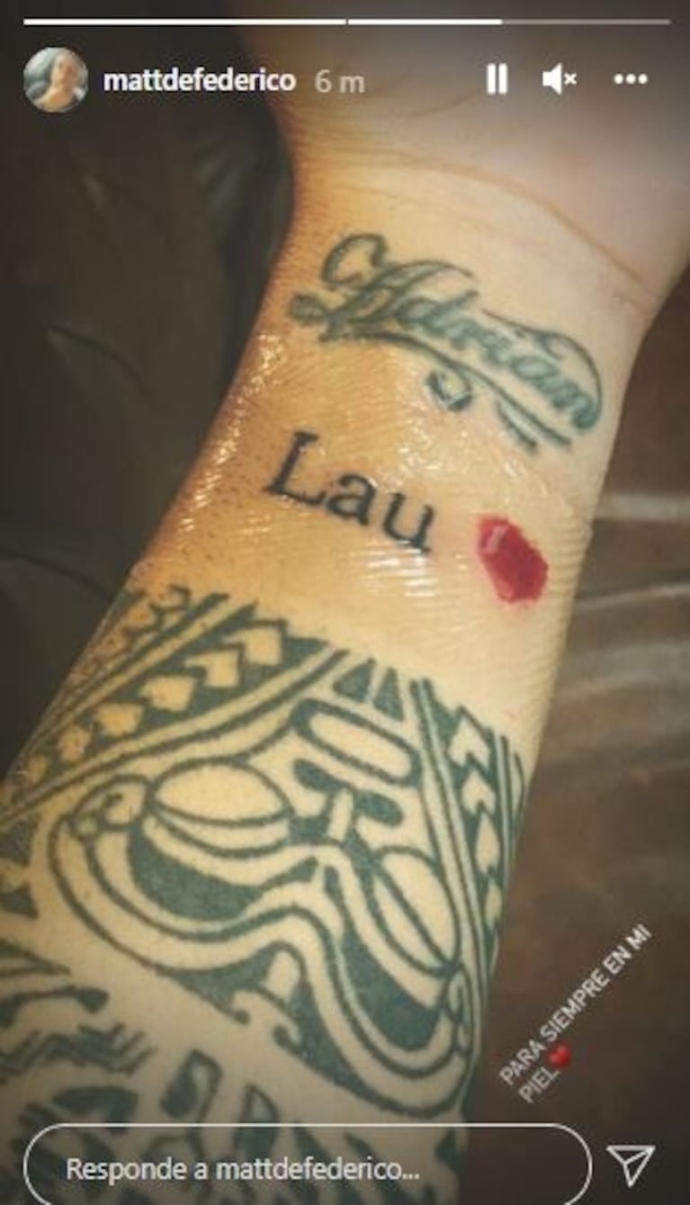 Matías Defederico, muy enamorado: se tatuó el nombre de su nueva novia