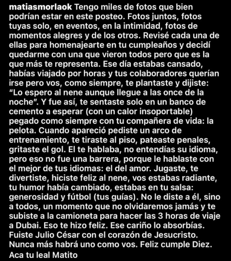 Matías Morla homenajeó a Diego Maradona el día que cumpliría 61 años: “Nunca más habrá uno como vos”