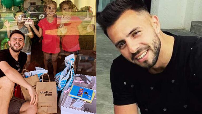 Matías saludó a sus hijas por su cumple con un vidrio de por medio.