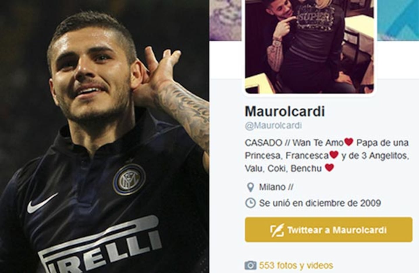 Mauro Icardi cambió su mini bio de Twitter.