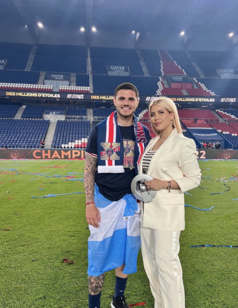 Mauro Icardi celebró en familia el logro del Paris Saint Germain: el look de Wanda Nara