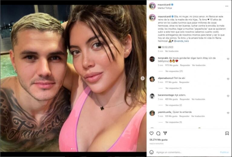 Mauro Icardi celebró sus 10 años con Wanda Nara y sorprendió con un emotivo mensaje