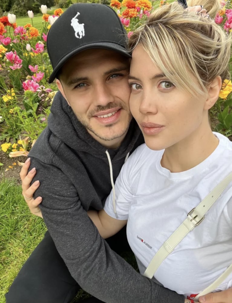 Mauro Icardi compartió las fotos de su tarde romántica con Wanda Nara: "Día de flores"