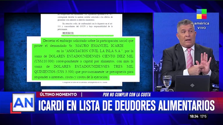 Mauro Icardi fue embargado por la Justicia por deudor alimentario (Foto: captura de América).