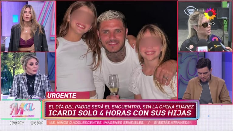 Mauro Icardi junto a Francesca e Isabella, las hijas que tuvo con Wanda Nara.