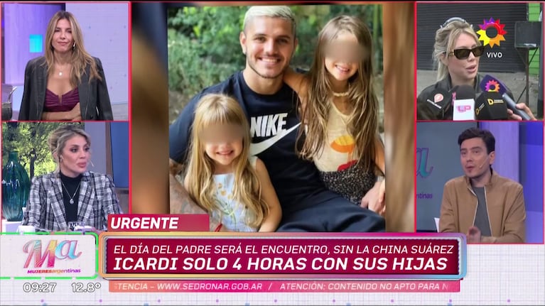 Mauro Icardi junto a Francesca e Isabella, las hijas que tuvo con Wanda Nara.