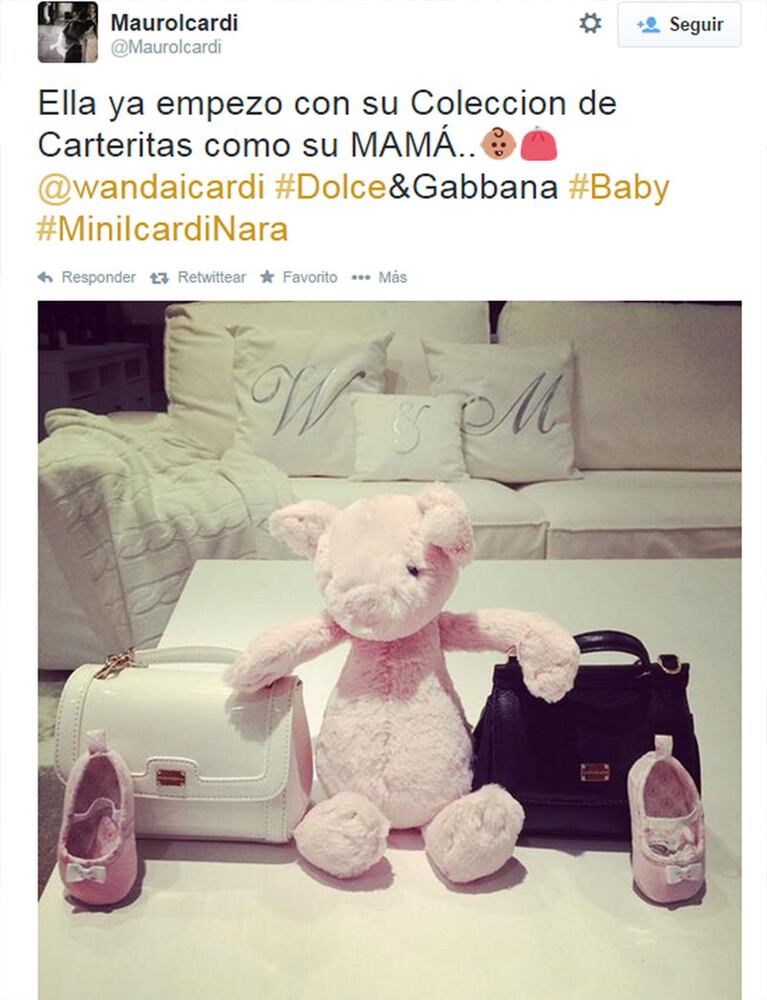 Mauro Icardi le hizo un costoso regalo a su hija: "Ella ya empezó con su colección de carteritas como su mamá" (Foto: Twitter)