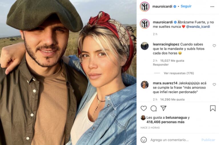 Mauro Icardi le hizo un fuerte pedido a Wanda Nara tras su explosiva crisis matrimonial: "No me sueltes nunca"