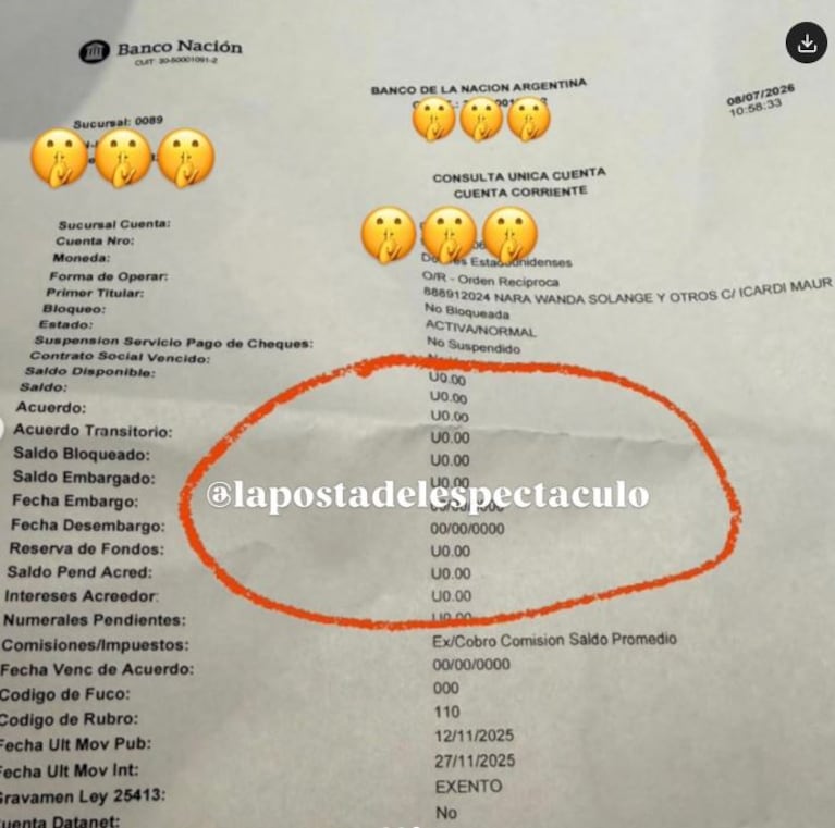 Mauro Icardi pagó la cuota alimentaria y Gustavo Méndez publicó el documento (Foto: captura de Instagram/@lapostadelespectaculo)