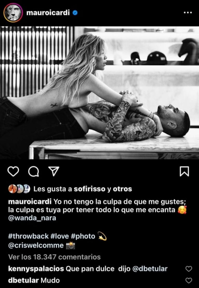 Mauro Icardi publicó una osada foto con Wanda Nara arriba de la mesada y el jurado de Masterchef reacciónó