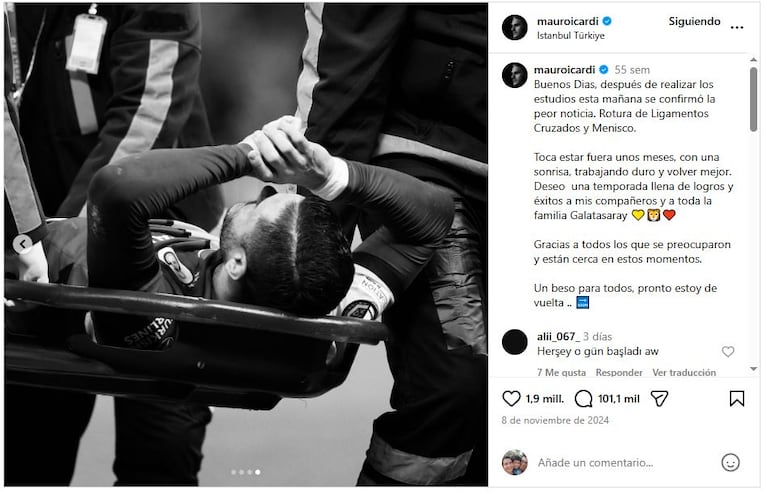 Mauro Icardi recordó cuando "se confirmó la peor noticia".