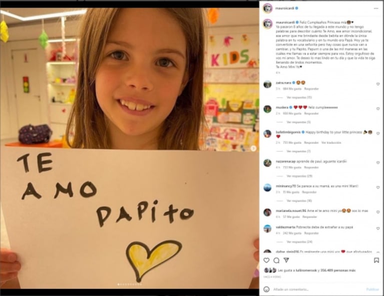 Mauro Icardi saludó a Francesca por su cumple con un emotivo mensaje: "Siempre voy a estar"