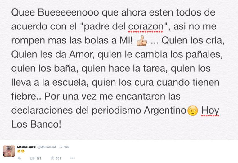 Mauro Icardi, tras la polémica de Diwan-Bernal, reflexionó: "Qué bueno que ahora estén todos de acuerdo con el padre del corazón" (Foto: Twitter)