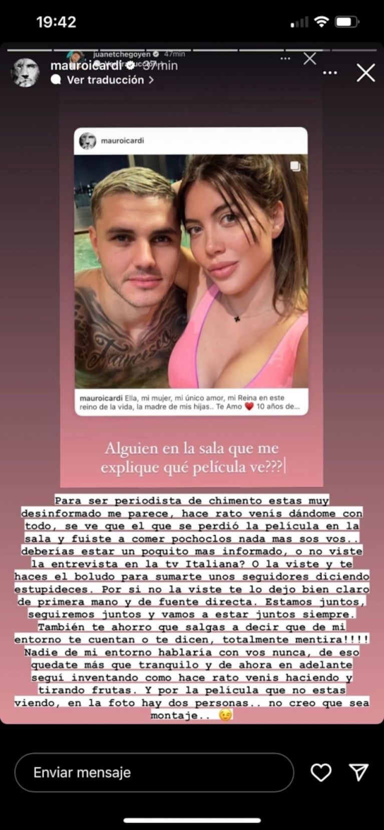 Mauro Icardi tuvo un tremendo cruce con el periodista Juan Etchegoyen: "Me parece un pobre tipo"