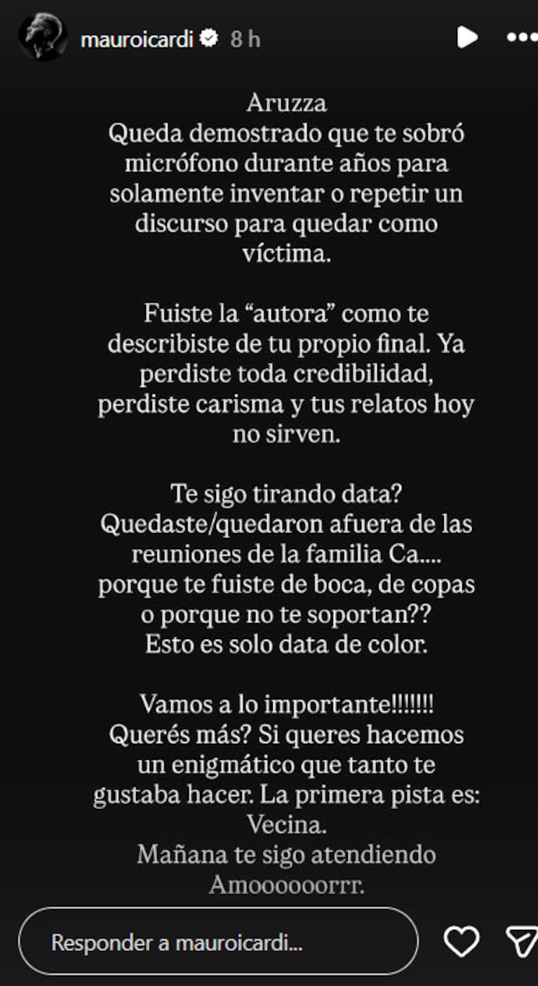 Mauro Icardi volvió a apuntar contra Yanina Latorre