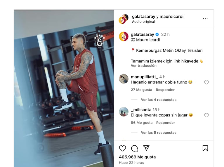 Mauro Icardi vuelve a jugar. Crédito: Instagram/@mauroicardi