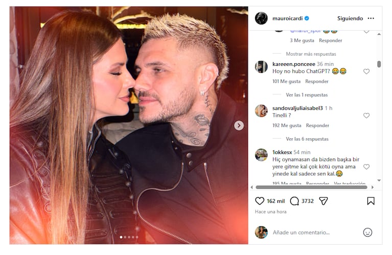 Mauro Icardi y China Suárez. Foto: captura de Instagram