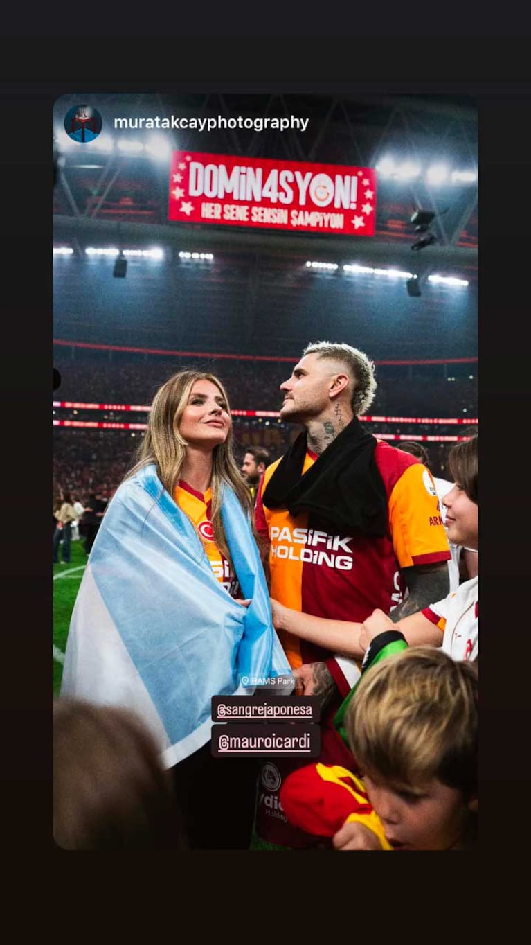 Mauro Icardi y China Suárez tras el nuevo campeonato del Galatasaray (Foto: Instagram @mauroicardi)