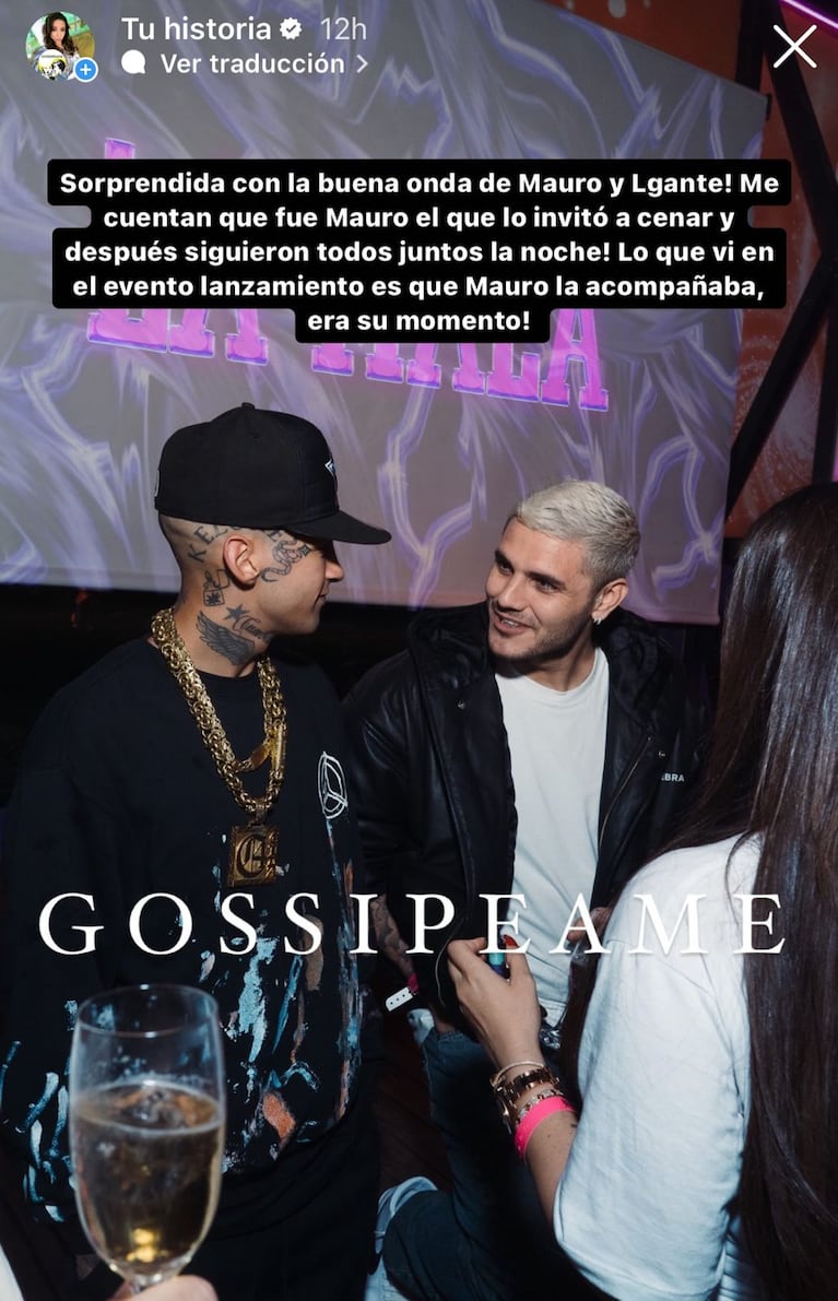 Mauro Icardi y L-Gante (Foto: captura de Instagram de Pochi de Gossipeame).