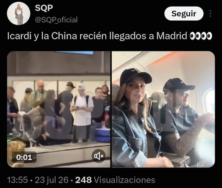 Mauro Icardi y la China Suárez llegaron a Europa en medio del conflicto (Foto: captura de X/@SQP_oficial).