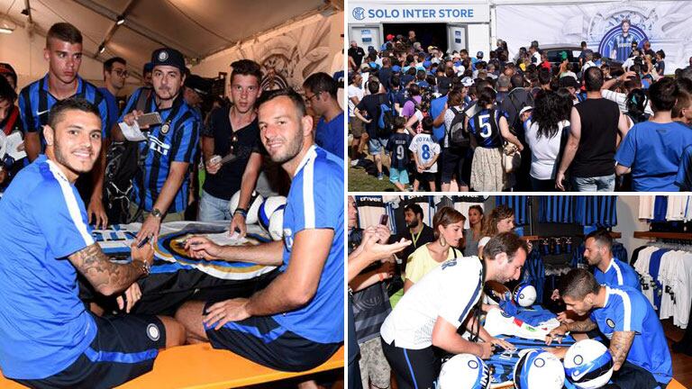 Mauro Icardi y Samir Handanovič, los ídolos de Inter que firmaron autógrafos a sus fans. (Foto: @inter)