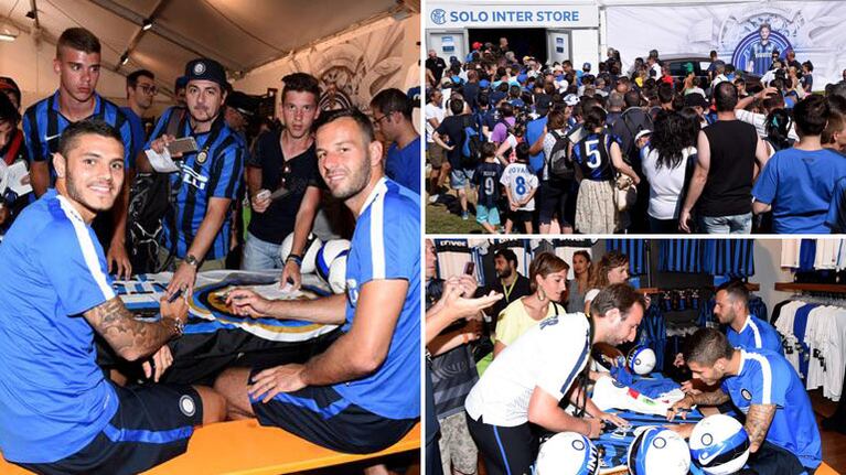 Mauro Icardi y Samir Handanovič, los ídolos de Inter que firmaron autógrafos a sus fans. (Foto: @inter)