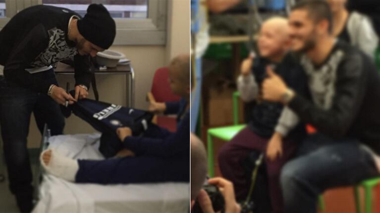  Mauro Icardi y Wanda Nara visitaron a niños en un hospital (Foto: Instagram)