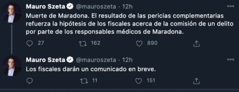 Mauro Szeta afirmó contundente sobre el resultado de las pericias a Diego Maradona: "Refuerza la hipótesis de los fiscales"